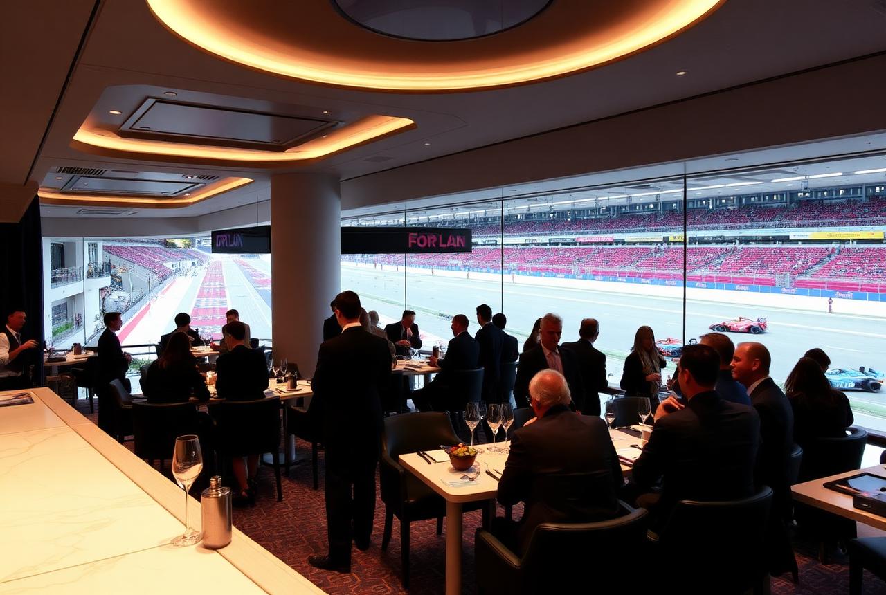 Formula 1 Paddock Club suite overlooking the pit lane in Las Vegas