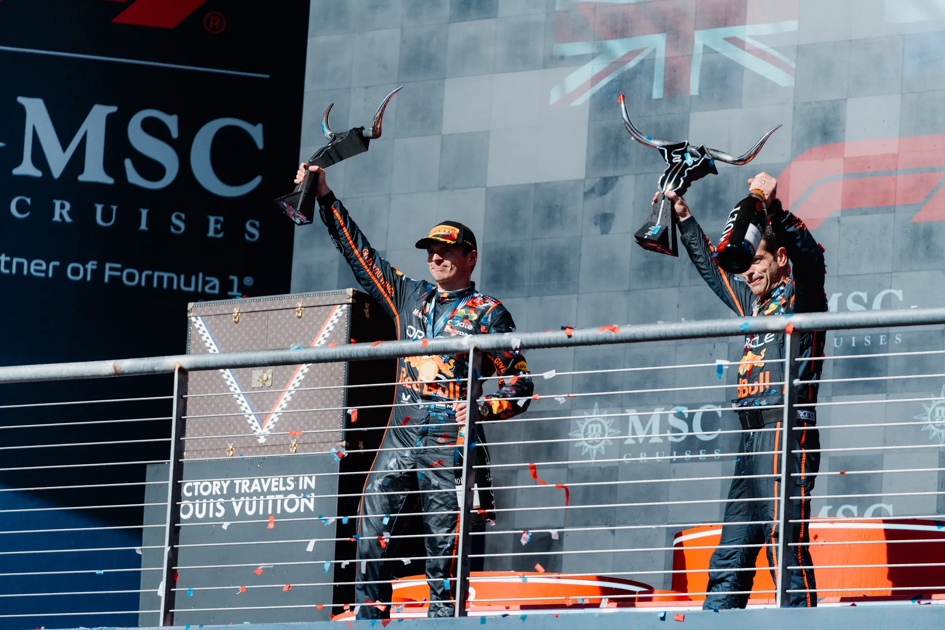 Podium celebration at the United States Grand Prix